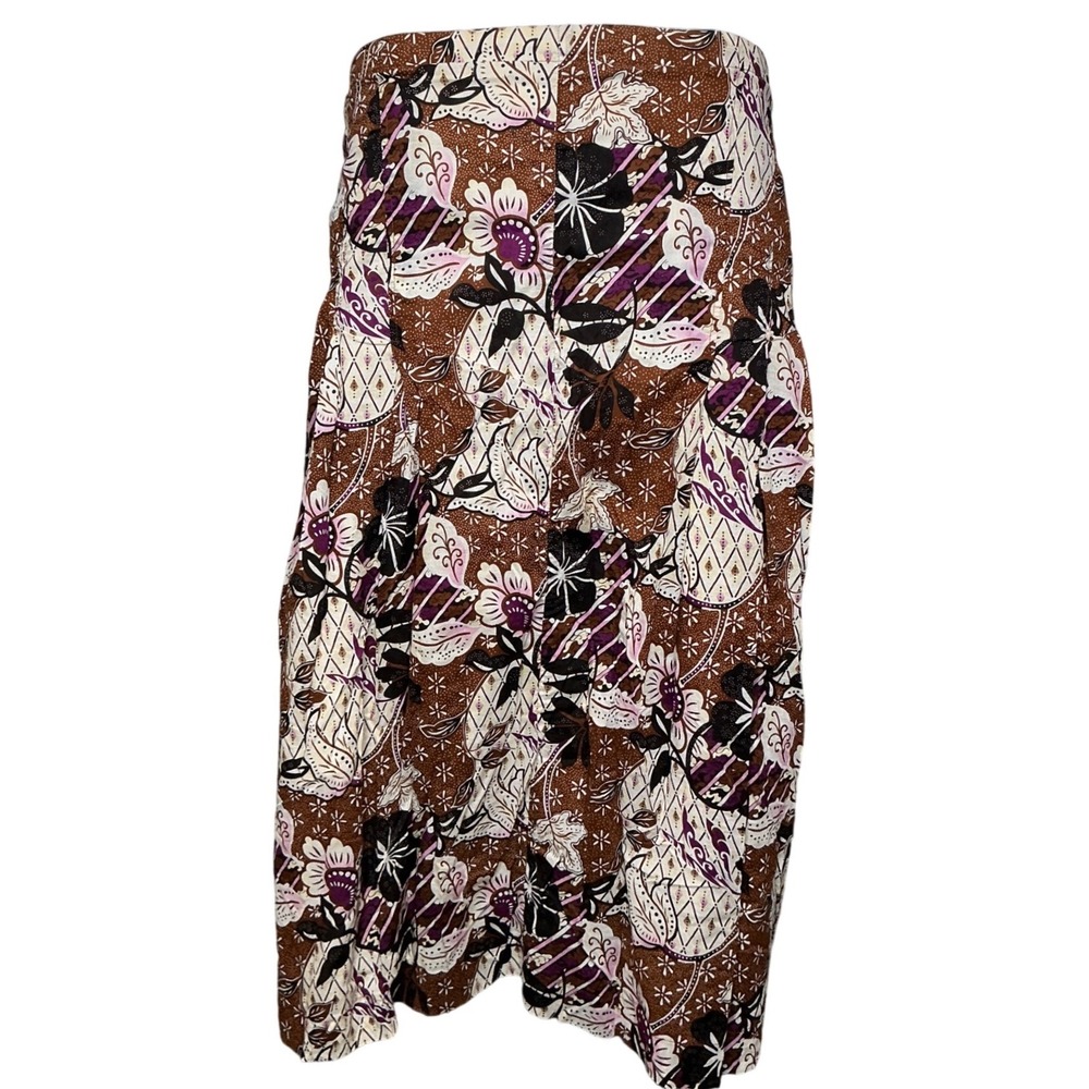 Maggie Barnes Womens Brown Cotton Floral Midi Skirt Sz‎ 4X Boho Cottagecore